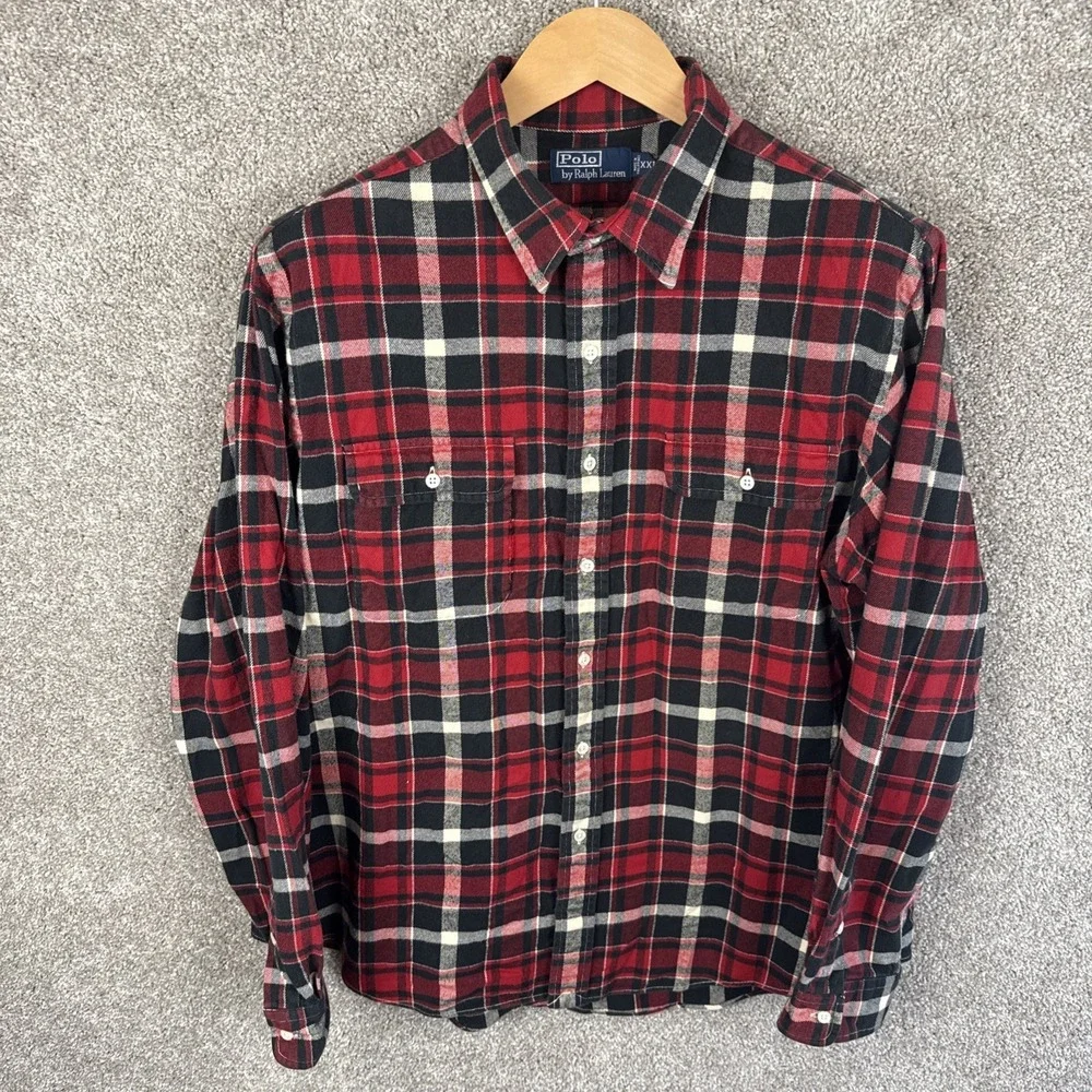 Vintage Polo Ralph Lauren‎ Double Pocket Flannel Tartan Men's XXL